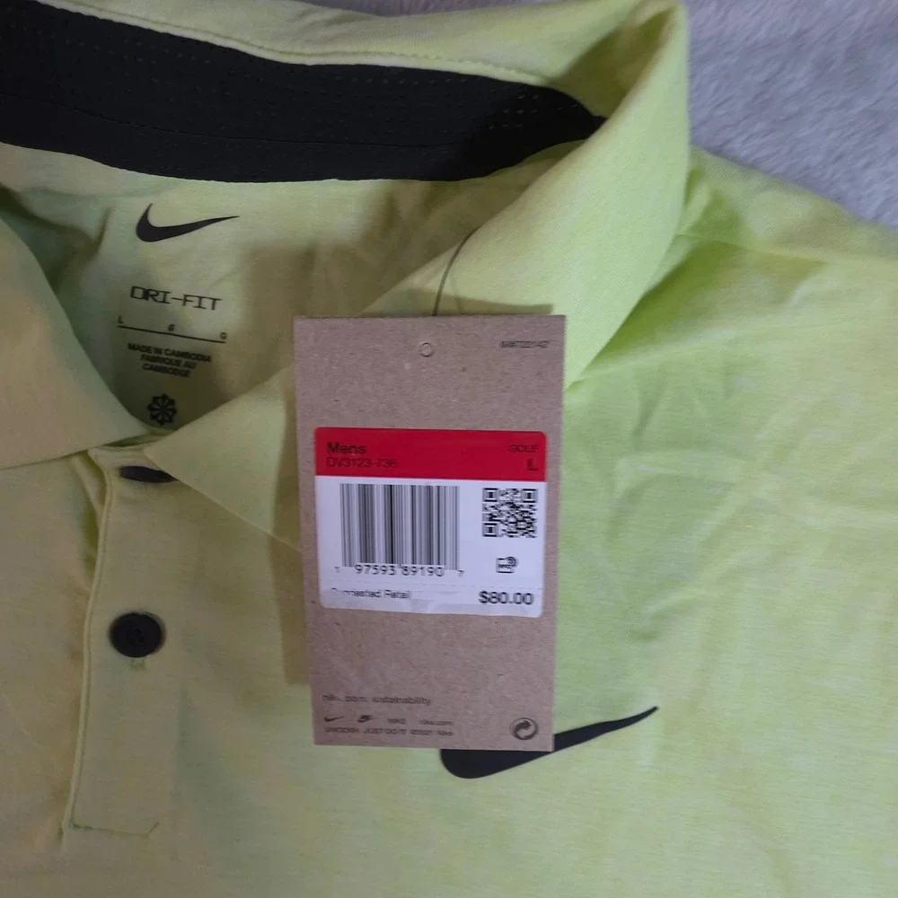 Nike Dri-FIT Tour Men's Golf Polo Shirt Yellow Lemon Twist L DV3123-736